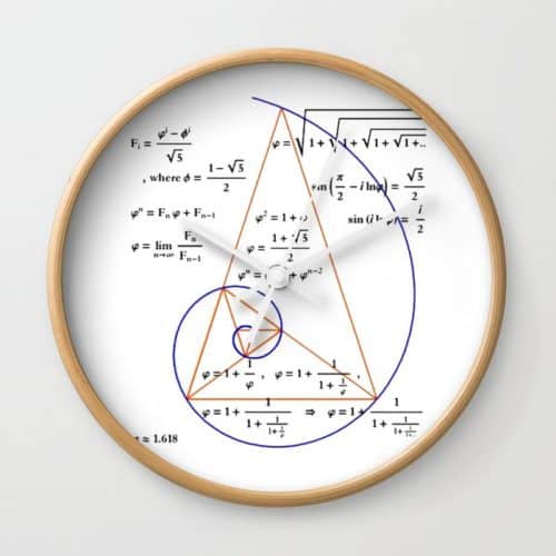 Golden Triangle Logarithmic Spiral Wall Clock