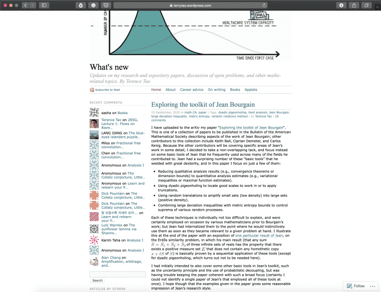 Terry Tao’s Blog | Best Math Blogs Directory | Abakcus